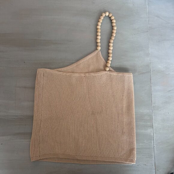 Zara Asymmetrical Knit Tank Top Backless Beaded Strap One Shoulder Size Large in - Picture 8 of 13